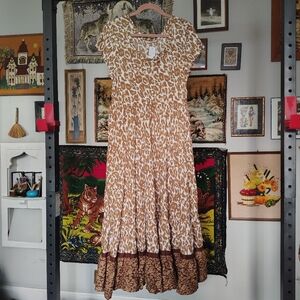 NEW Soft Surroundings Kara Maxi Dress Animal Print Tiered Boho Sz Large NWT $140